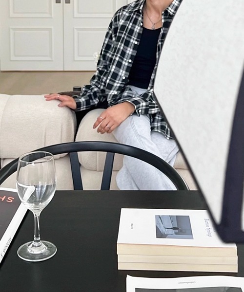 NOWLE（ノウル）の「【NOWLE】ルーズシルエット モノトーン フランネル チェックシャツ（シャツ/ブラウス・メンズ・ブラック・LARGE/X-LARGE/MEDIUM）」の21枚目の写真