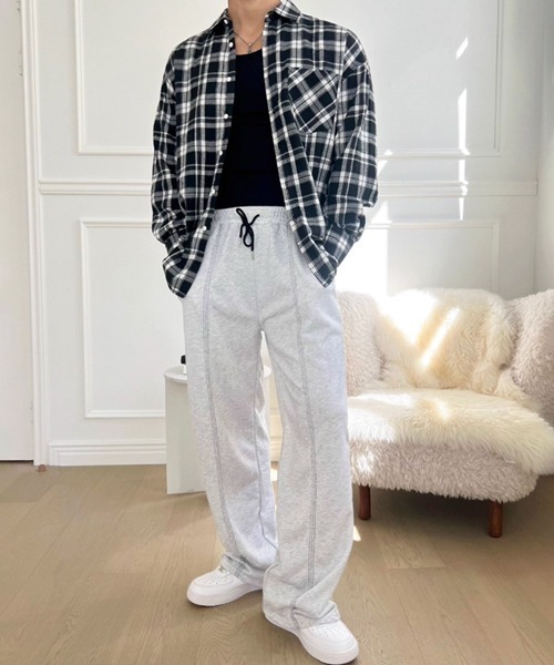 NOWLE（ノウル）の「【NOWLE】ルーズシルエット モノトーン フランネル チェックシャツ（シャツ/ブラウス・メンズ・ブラック・LARGE/X-LARGE/MEDIUM）」の12枚目の写真