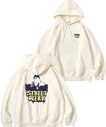 VISION STREET WEAR/ヴィジョンストリートウェア オーバーサイズ 裏起毛 ゴーストバックプリント ロゴ ワンポイント刺繍 スウェット パーカー/レディース メンズ