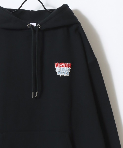 VISION STREET WEAR(ヴィジョンストリートウェア)の「VISION STREET WEAR/ヴィジョンストリートウェア オーバーサイズ 裏起毛 ゴーストバックプリント ロゴ ワンポイント刺繍 スウェット パーカー/レディース メンズ(パーカー・メンズ・オフホワイト/ブラック・LL/M/L)」の7枚目の写真