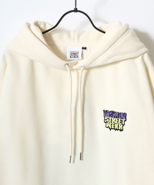 VISION STREET WEAR(ヴィジョンストリートウェア)の「VISION STREET WEAR/ヴィジョンストリートウェア オーバーサイズ 裏起毛 ゴーストバックプリント ロゴ ワンポイント刺繍 スウェット パーカー/レディース メンズ(パーカー・メンズ・オフホワイト/ブラック・LL/M/L)」の16枚目の写真