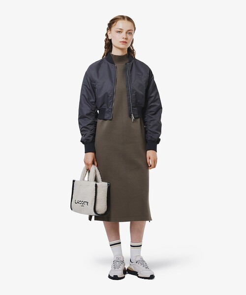 LACOSTE(ラコステ)の「ダンボールニットドレス / ハイネックワンピース(ワンピース・レディース・グレー/オフホワイト/ダークブラウン・36/34/38/40)」の9枚目の写真