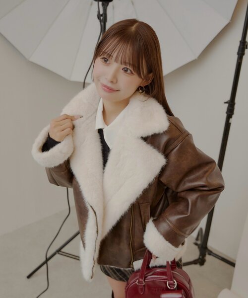 ゆっぴコラボ企画】ファーライダースショートジャケット（その他