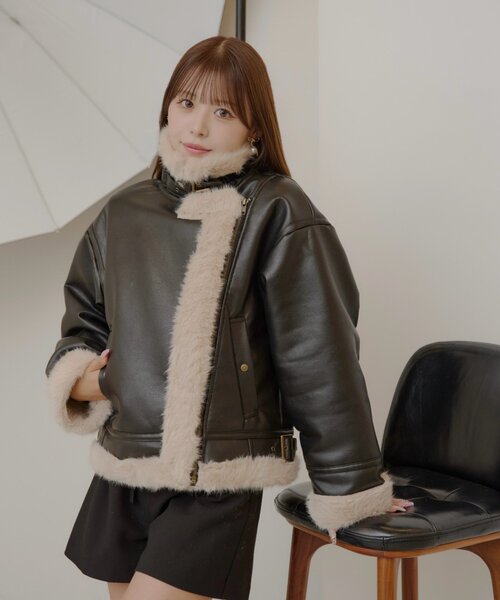 chico チコ ファーライダースショートジャケット ゆっぴコラボ アウター ゆっぴコラボ企画】ファーライダースショートジャケット（その他