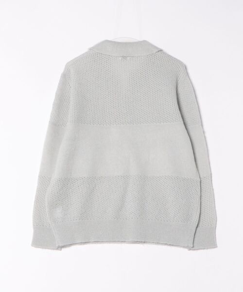MANOF(マノフ)の「MANOF/マノフ/MOHAIR POLO KNIT(ニット/セーター・レディース・ブルー系その他3/ホワイト/チャコールグレー・F)」の4枚目の写真