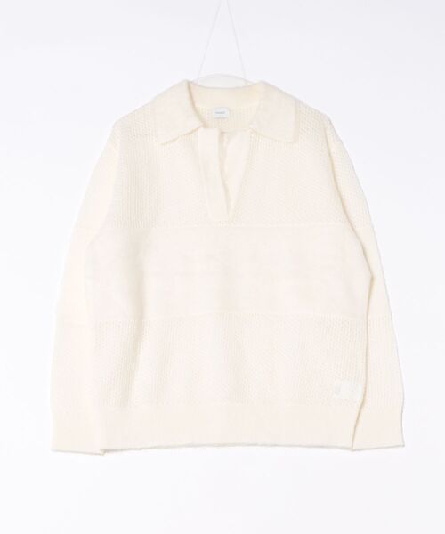MANOF(マノフ)の「MANOF/マノフ/MOHAIR POLO KNIT(ニット/セーター・レディース・ブルー系その他3/ホワイト/チャコールグレー・F)」の20枚目の写真