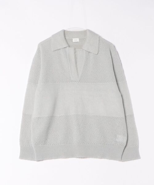 MANOF(マノフ)の「MANOF/マノフ/MOHAIR POLO KNIT(ニット/セーター・レディース・ブルー系その他3/ホワイト/チャコールグレー・F)」の21枚目の写真