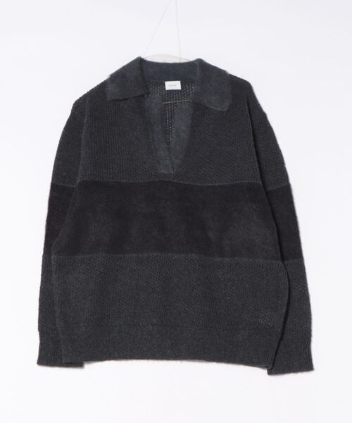 MANOF(マノフ)の「MANOF/マノフ/MOHAIR POLO KNIT(ニット/セーター・レディース・ブルー系その他3/ホワイト/チャコールグレー・F)」の22枚目の写真