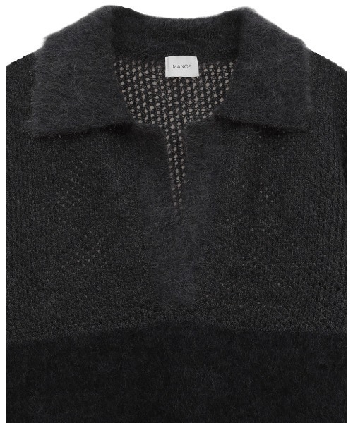 MANOF(マノフ)の「MANOF/マノフ/MOHAIR POLO KNIT(ニット/セーター・レディース・ブルー系その他3/ホワイト/チャコールグレー・F)」の11枚目の写真