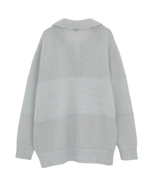 MANOF(マノフ)の「MANOF/マノフ/MOHAIR POLO KNIT(ニット/セーター・レディース・ブルー系その他3/ホワイト/チャコールグレー・F)」の15枚目の写真