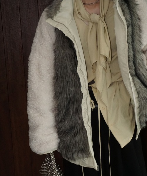 chuclla（チュクラ）の「2way ファージャケット chw25a113（その他アウター・レディース・ブラック/オフホワイト・FREE）」の19枚目の写真