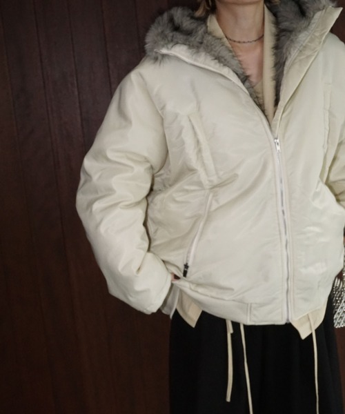 chuclla（チュクラ）の「2way ファージャケット chw25a113（その他アウター・レディース・ブラック/オフホワイト・FREE）」の22枚目の写真