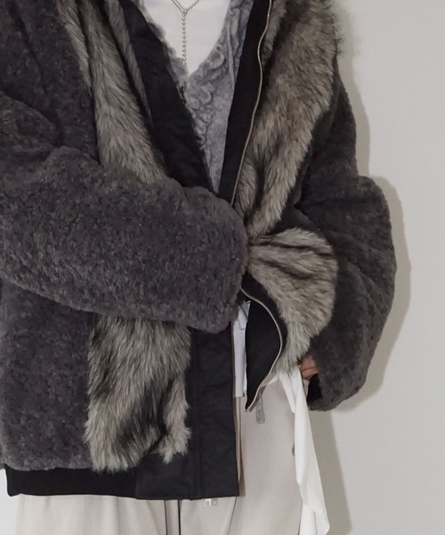 chuclla（チュクラ）の「2way ファージャケット chw25a113（その他アウター・レディース・ブラック/オフホワイト・FREE）」の3枚目の写真