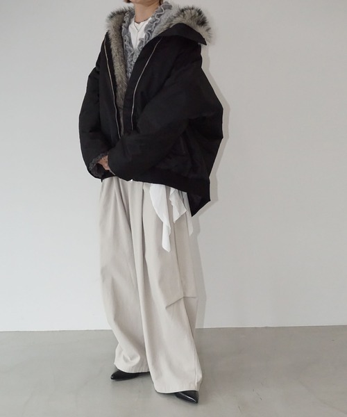 chuclla（チュクラ）の「2way ファージャケット chw25a113（その他アウター・レディース・ブラック/オフホワイト・FREE）」の4枚目の写真