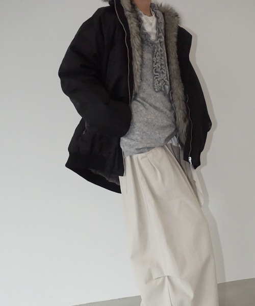 chuclla（チュクラ）の「2way ファージャケット chw25a113（その他アウター・レディース・ブラック/オフホワイト・FREE）」の9枚目の写真