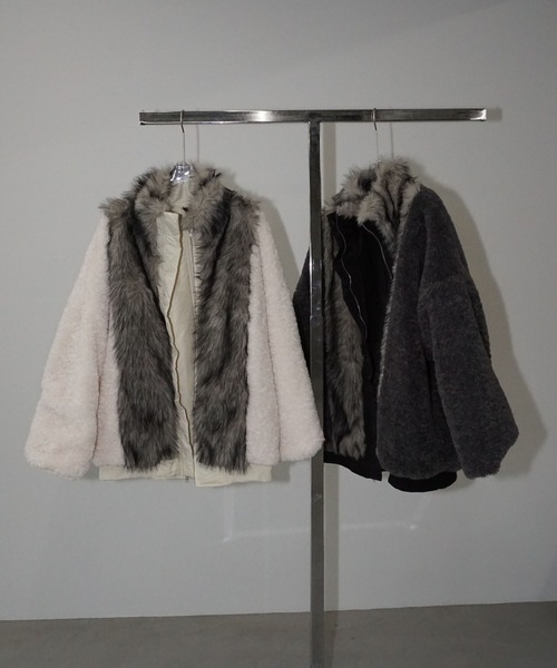 chuclla（チュクラ）の「2way ファージャケット chw25a113（その他アウター・レディース・ブラック/オフホワイト・FREE）」の10枚目の写真