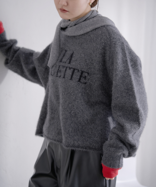 IENA イエナ フォックス混LA MUETTE ロゴニット グレー 2025W フォックス混LA MUETTE ロゴニット（ニット/セーター）｜IENA（イエナ