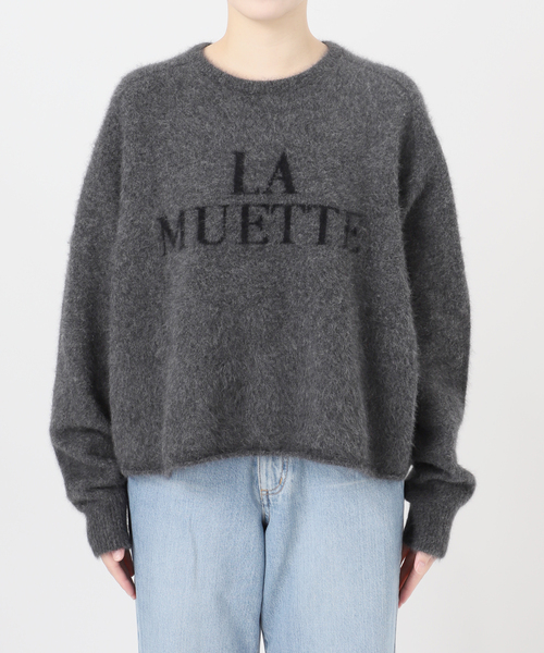 IENA イエナ フォックス混LA MUETTE ロゴニット グレー 2025W フォックス混LA MUETTE ロゴニット（ニット／セーター）｜IENA（イエナ