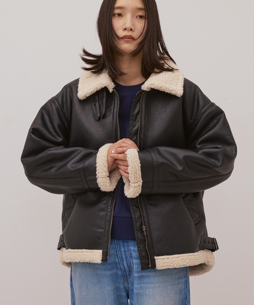 セール】ボアフェイクレザーブルゾン（その他アウター）｜AMERICAN