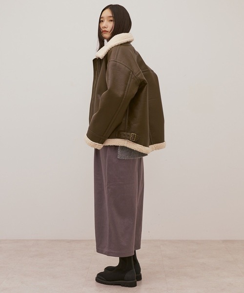 AMERICAN HOLIC(アメリカンホリック)の「ボアフェイクレザーブルゾン(その他アウター・レディース・ブラック/ダークブラウン・L/M)」の18枚目の写真