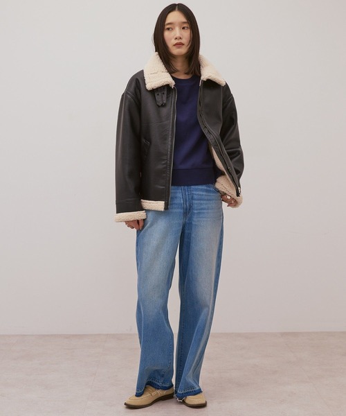 AMERICAN HOLIC(アメリカンホリック)の「ボアフェイクレザーブルゾン(その他アウター・レディース・ブラック/ダークブラウン・L/M)」の12枚目の写真