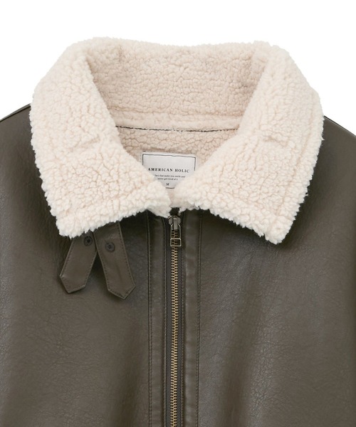 AMERICAN HOLIC(アメリカンホリック)の「ボアフェイクレザーブルゾン(その他アウター・レディース・ブラック/ダークブラウン・L/M)」の9枚目の写真