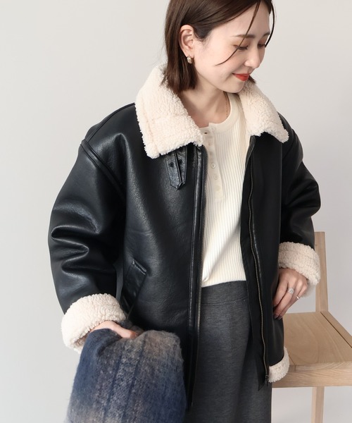 ボアフェイクレザーブルゾン（その他アウター）｜AMERICAN HOLIC