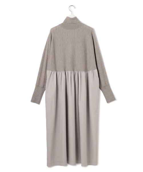 23区 (ニジュウサンク)【洗える】ギャザーコンビ ニットワンピース 23区 L(ニジュウサンク エル)の【洗える】ギャザーコンビ ニット