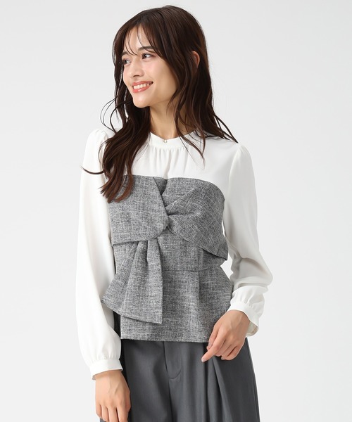 MISCH MASCH(ミッシュマッシュ)の「ツイードドッキングねじりペプラムブラウス(シャツ/ブラウス・レディース・ブラック/ホワイト・フリ-)」の10枚目の写真