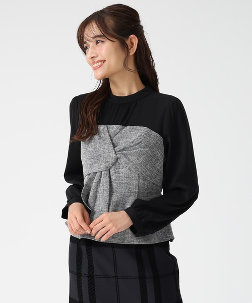 MISCH MASCH(ミッシュマッシュ)の「ツイードドッキングねじりペプラムブラウス(シャツ/ブラウス・レディース・ブラック/ホワイト・フリ-)」の11枚目の写真
