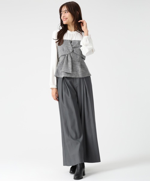 MISCH MASCH(ミッシュマッシュ)の「ツイードドッキングねじりペプラムブラウス(シャツ/ブラウス・レディース・ブラック/ホワイト・フリ-)」の21枚目の写真