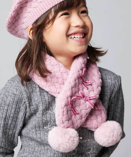 お揃い】ポコポコニットリボンマフラー（マフラー）｜BeBe（ベベ）の