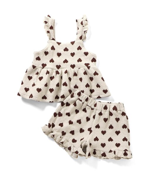 apres les cours（アプレレクール）の「【ジュニア対応】ハート・フラワージャガードビスチェ&フリルショートパンツセット（セットアップ・キッズ・レッド/アイボリー/サックスブルー・90/100/110/120/130/140）」の5枚目の写真