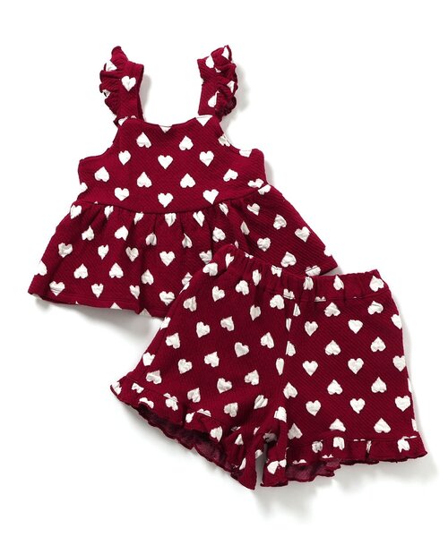 apres les cours（アプレレクール）の「【ジュニア対応】ハート・フラワージャガードビスチェ&フリルショートパンツセット（セットアップ・キッズ・レッド/アイボリー/サックスブルー・90/100/110/120/130/140）」の21枚目の写真