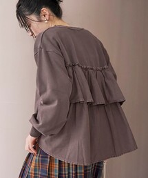 フリルドッキングピグメント裏毛スウェット