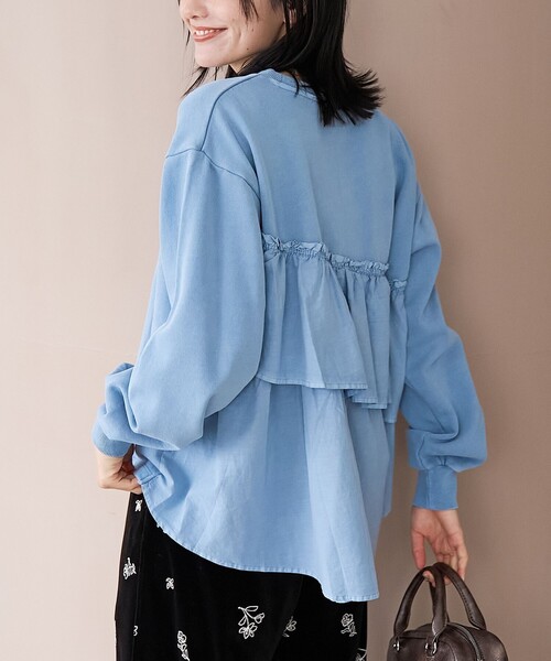 coen（コーエン）の「フリルドッキングピグメント裏毛スウェット（スウェット・レディース・ナチュラル/ブラウン/ダークグレー/コバルトブルー・M/L）」の4枚目の写真