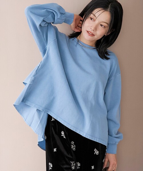 coen（コーエン）の「フリルドッキングピグメント裏毛スウェット（スウェット・レディース・ナチュラル/ブラウン/ダークグレー/コバルトブルー・M/L）」の10枚目の写真