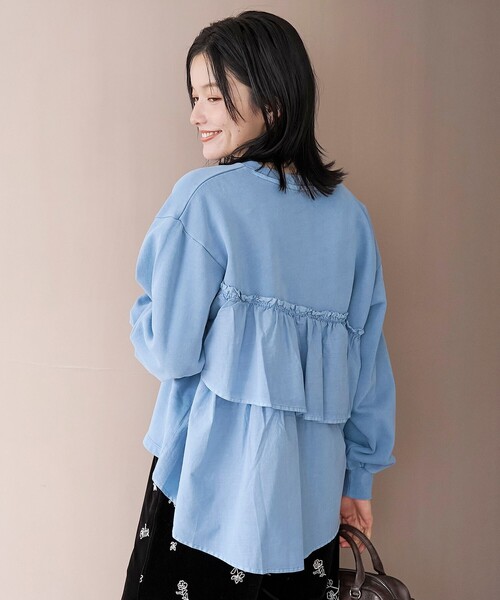 coen（コーエン）の「フリルドッキングピグメント裏毛スウェット（スウェット・レディース・ナチュラル/ブラウン/ダークグレー/コバルトブルー・M/L）」の12枚目の写真