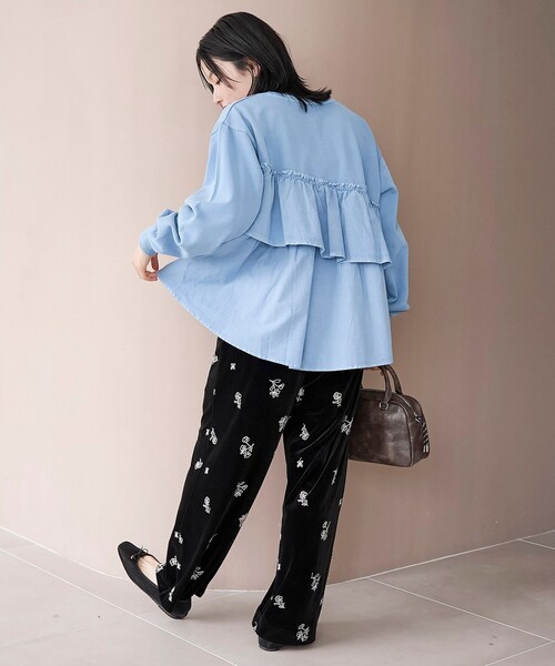 coen（コーエン）の「フリルドッキングピグメント裏毛スウェット（スウェット・レディース・ナチュラル/ブラウン/ダークグレー/コバルトブルー・M/L）」の15枚目の写真