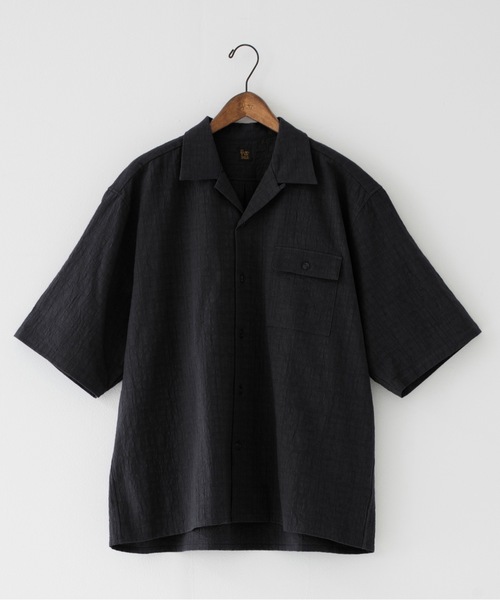RYU（リュー）の「wrinkled effect open collar shirt（シャツ/ブラウス・メンズ・ダークパープル/スミクロ・1/2/3/4）」の6枚目の写真