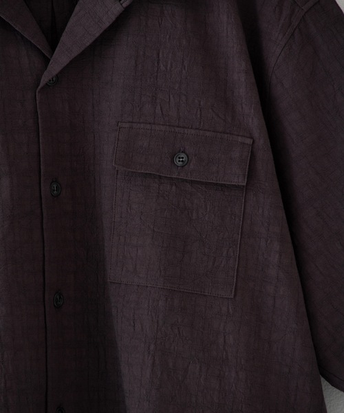 RYU（リュー）の「wrinkled effect open collar shirt（シャツ/ブラウス・メンズ・ダークパープル/スミクロ・1/2/3/4）」の11枚目の写真