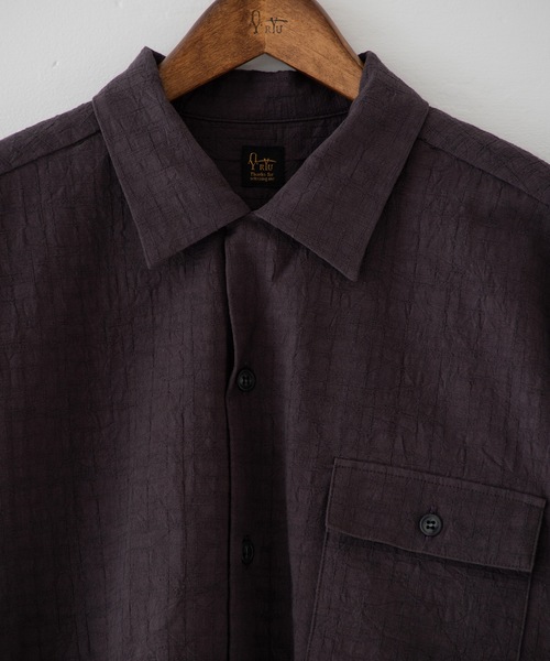 RYU（リュー）の「wrinkled effect open collar shirt（シャツ/ブラウス・メンズ・ダークパープル/スミクロ・1/2/3/4）」の4枚目の写真