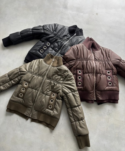 SHAGGIE（シャギー）の「クロップドアイレットパッファージャケット（その他アウター・レディース・ブラック/ブラウン/カーキ・FREE）」の6枚目の写真