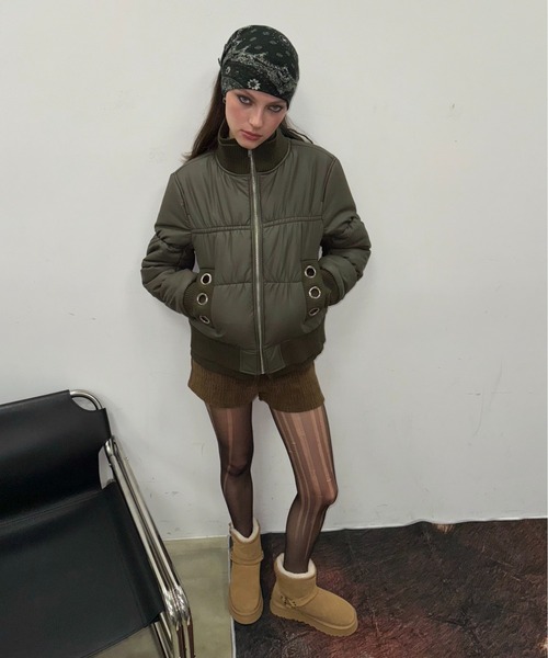 SHAGGIE（シャギー）の「クロップドアイレットパッファージャケット（その他アウター・レディース・ブラック/ブラウン/カーキ・FREE）」の8枚目の写真