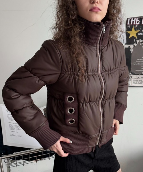 SHAGGIE（シャギー）の「クロップドアイレットパッファージャケット（その他アウター・レディース・ブラック/ブラウン/カーキ・FREE）」の20枚目の写真