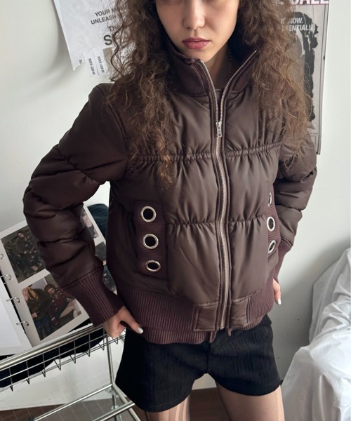 SHAGGIE（シャギー）の「クロップドアイレットパッファージャケット（その他アウター・レディース・ブラック/ブラウン/カーキ・FREE）」の19枚目の写真