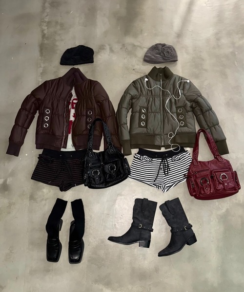 SHAGGIE（シャギー）の「クロップドアイレットパッファージャケット（その他アウター・レディース・ブラック/ブラウン/カーキ・FREE）」の7枚目の写真