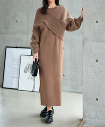 カシュクールトップス×前後2wayニットワンピース