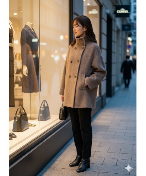 Day and Grade(デイアンドグレイド)の「【ふんわりシャギー素材】スタンドカラーシャギートコート(その他アウター・レディース・アイボリー/ブラウン・FREE)」の14枚目の写真