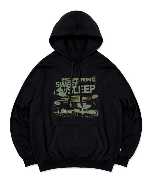 セール】スウィートスリッププリントフードパーカー ブラック